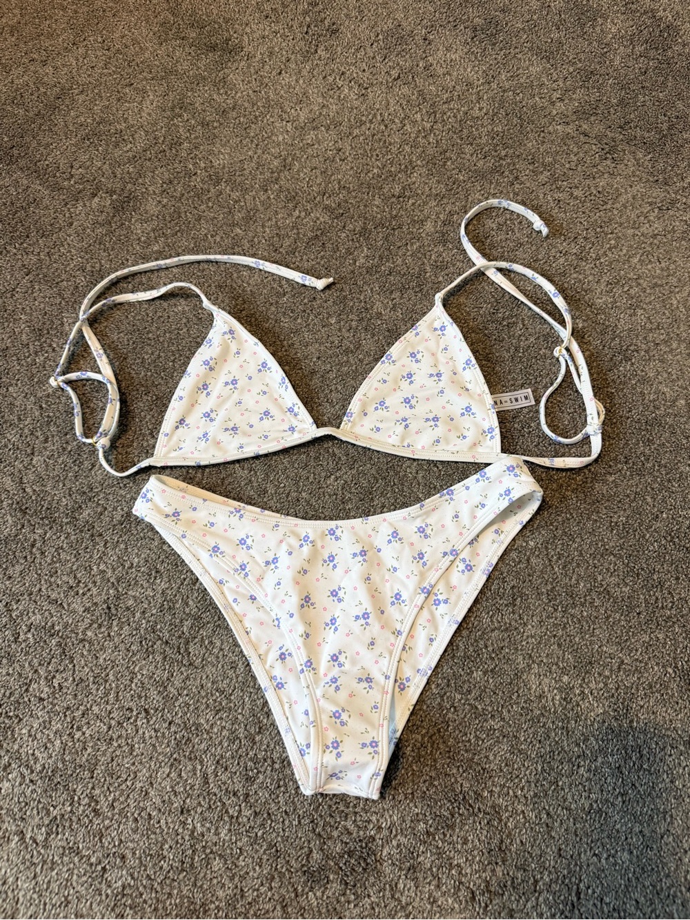 Koana Swim White Floral Triangle Bikini Set
